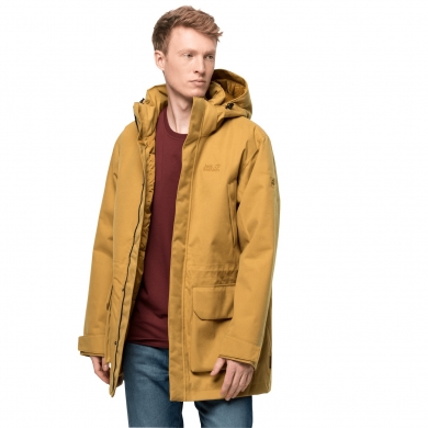 Jack Wolfskin Parka Fierce Wind (wodoodporny, wiatroszczelny, z recyklingowanych materiałów) bursztynowy żółty mężczyźni